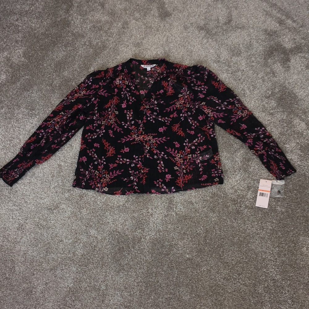 Nanette Lepore-NWT-Shear Black Button Down Shirt & Cami Set-Size Small - Picture 4 of 15